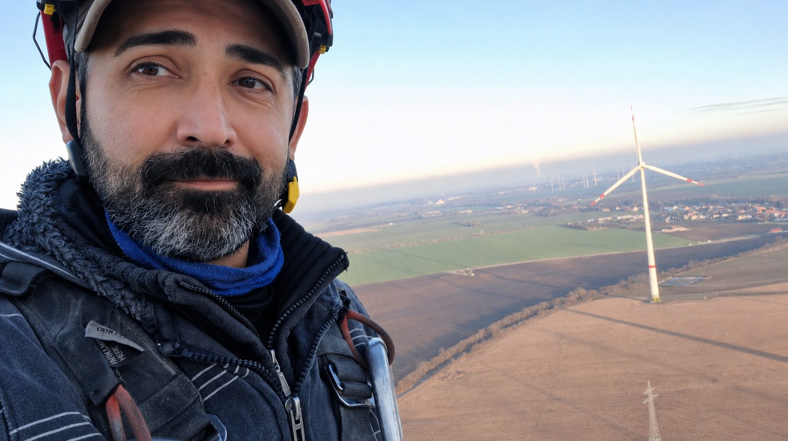 Windkraftanlage aus der Höhe